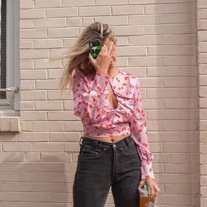 Verge Girl Cherry Print Top with Open Back